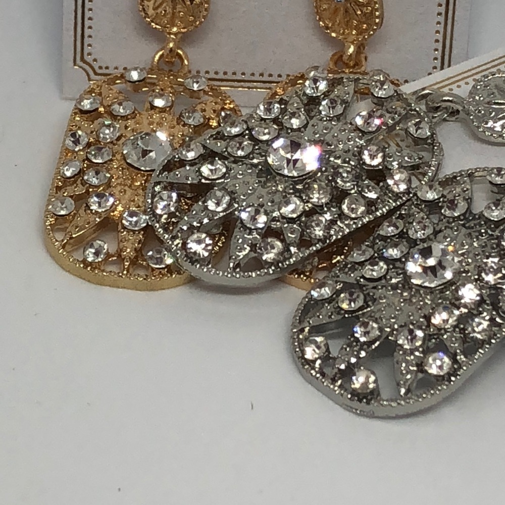 💋 Silver rhinestone or gold rhinestone Earrings - Picture 6 of 8